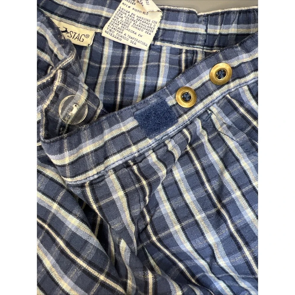 White Stag Plaid Skort Women's‎ 14 Blue Preppy Faux Wrap Skirt Built In Shorts